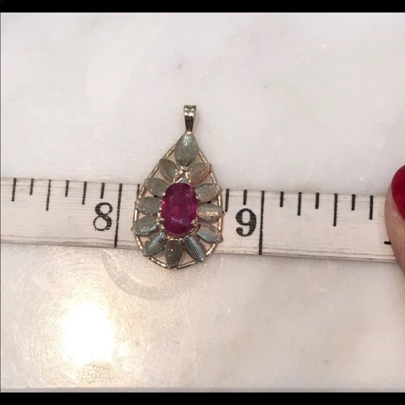VINTAGE 14K RUBY PENDANT $ CHAIN - Picture 10 of 13
